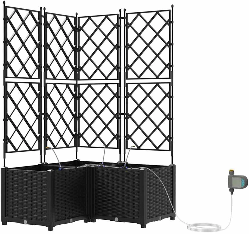 Sodo vazonas 3 vnt. Juoda 80 x 80 x 142 cm PP