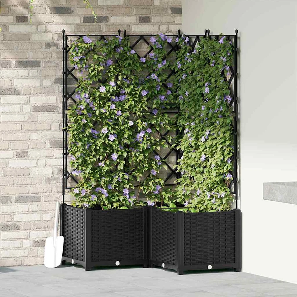 Sodo vazonas 3 vnt. Juoda 80 x 80 x 143 cm PP