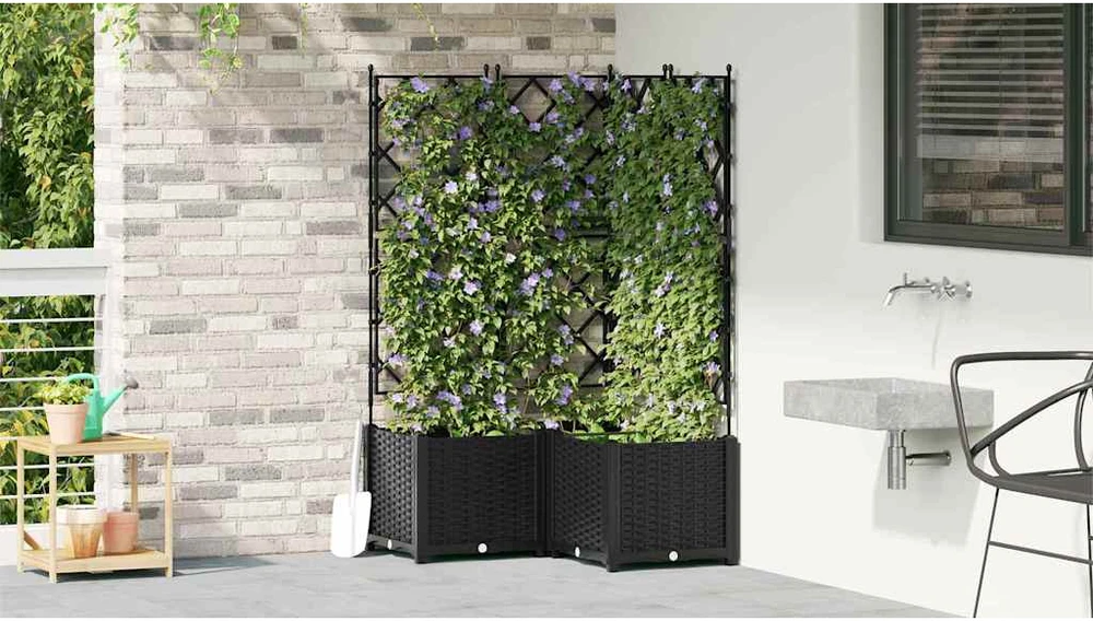 Sodo vazonas 3 vnt. Juoda 80 x 80 x 143 cm PP