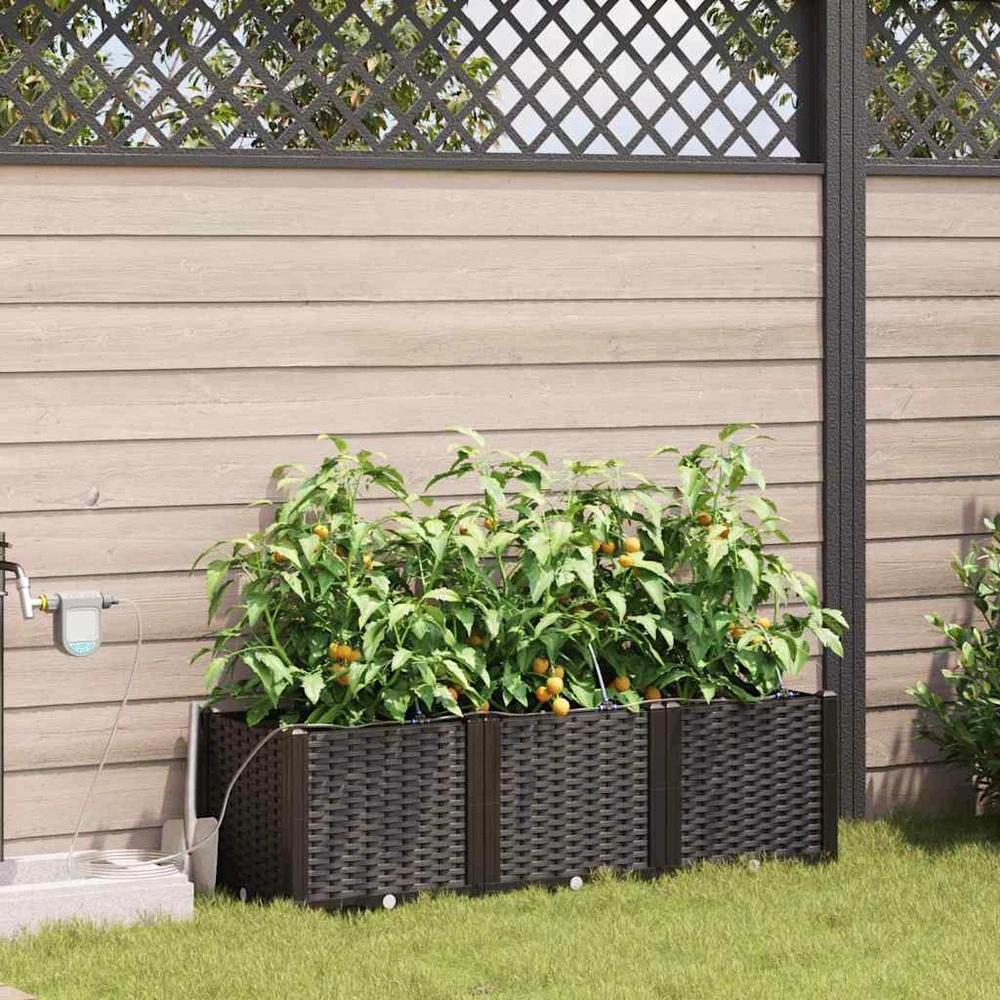 Sodo vazonas 3 vnt. Ruda 120 x 40 x 37,5 cm PP