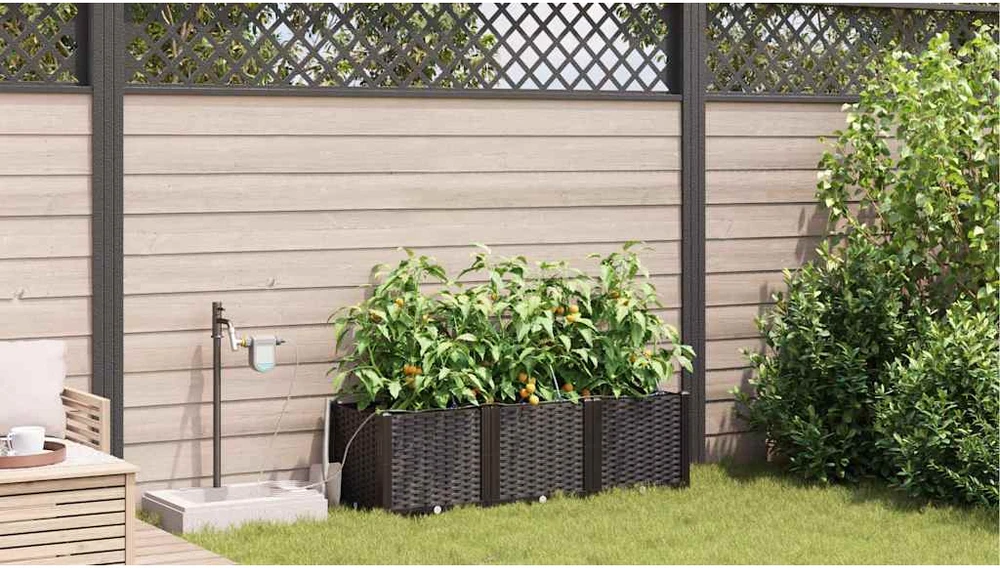 Sodo vazonas 3 vnt. Ruda 120 x 40 x 37,5 cm PP