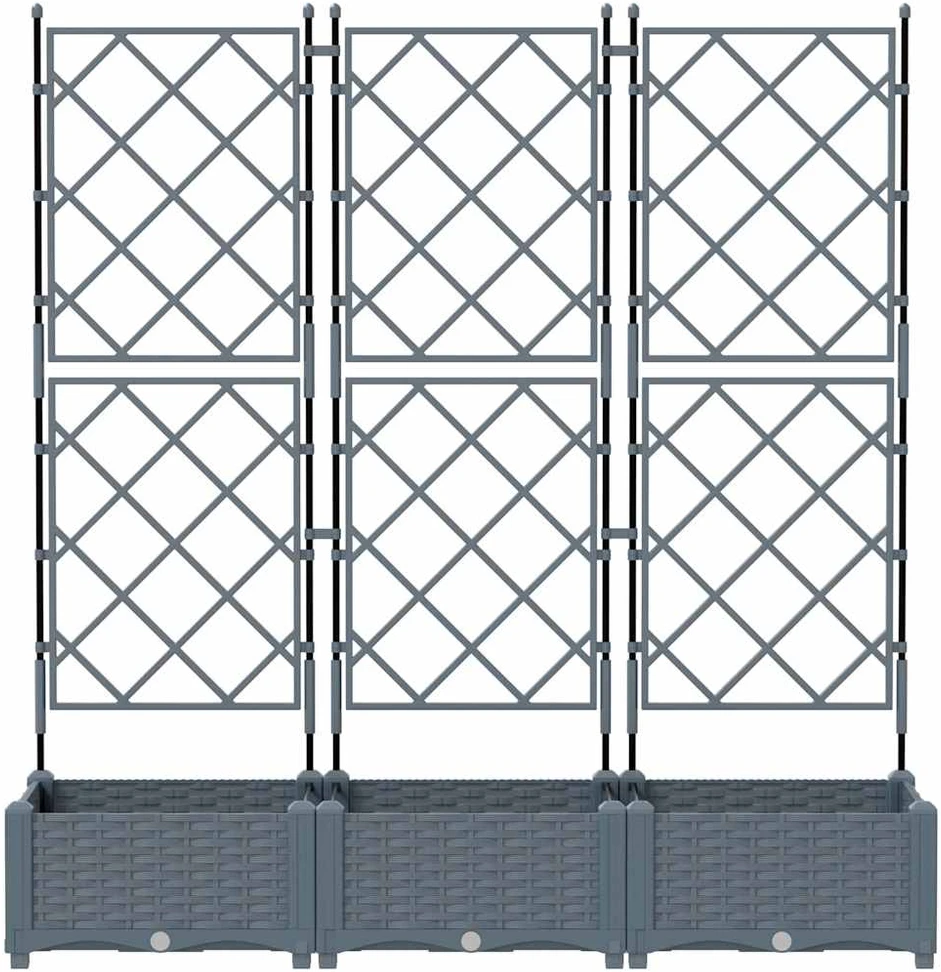 Sodo vazonas 3 vnt. Šviesiai pilka 120 x 40 x 125,5 cm PP