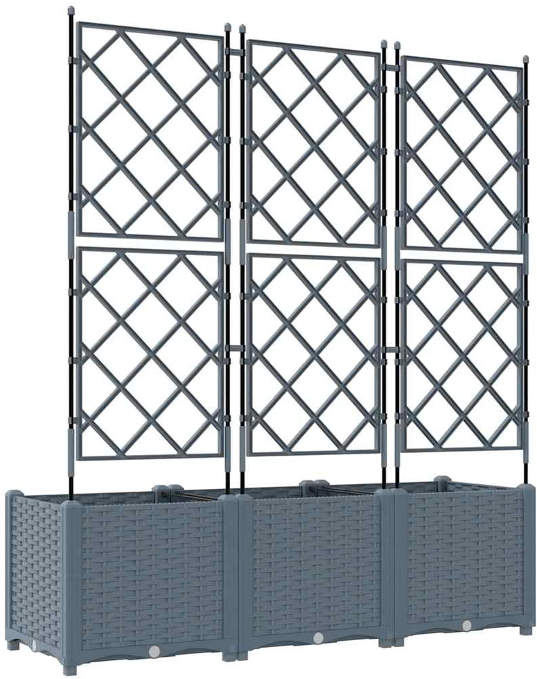 Sodo vazonas 3 vnt. Šviesiai pilka 120 x 40 x 143 cm PP