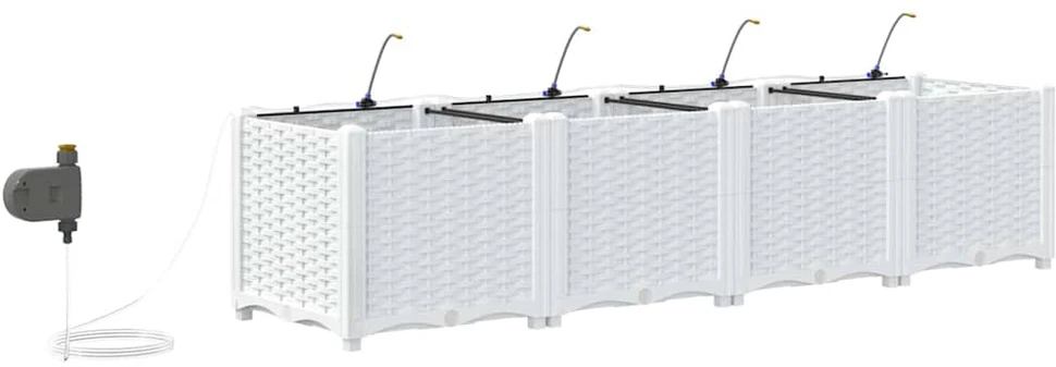 Sodo vazonas 4 vnt. Balta 160 x 40 x 37,5 cm PP