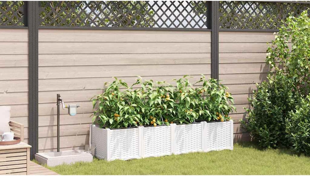 Sodo vazonas 4 vnt. Balta 160 x 40 x 37,5 cm PP