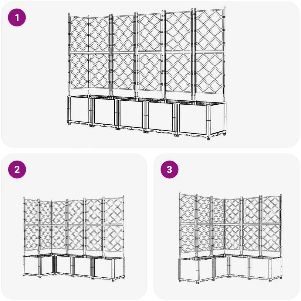 Sodo vazonas 5 vnt. Pilka 120 x 120 x 143 cm PP