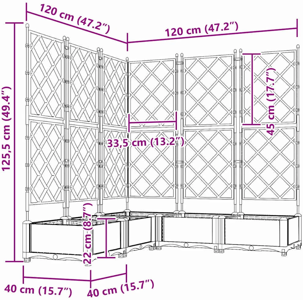 Sodo vazonas 5 vnt. Balta 120 x 120 x 125,5 cm PP