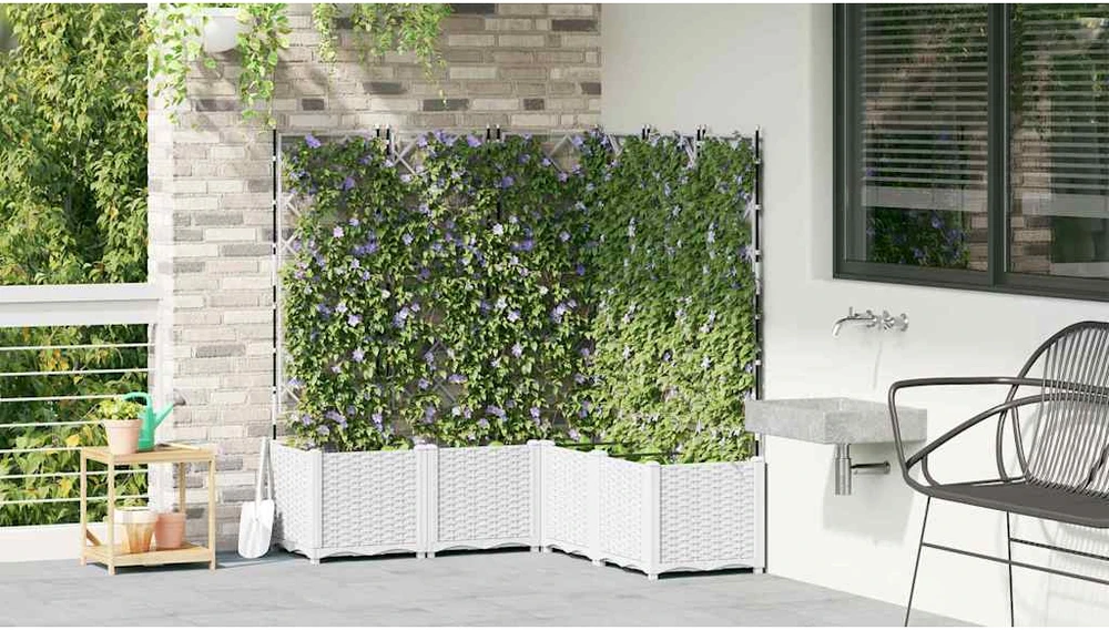 Sodo vazonas 5 vnt. Balta 120 x 120 x 143 cm PP