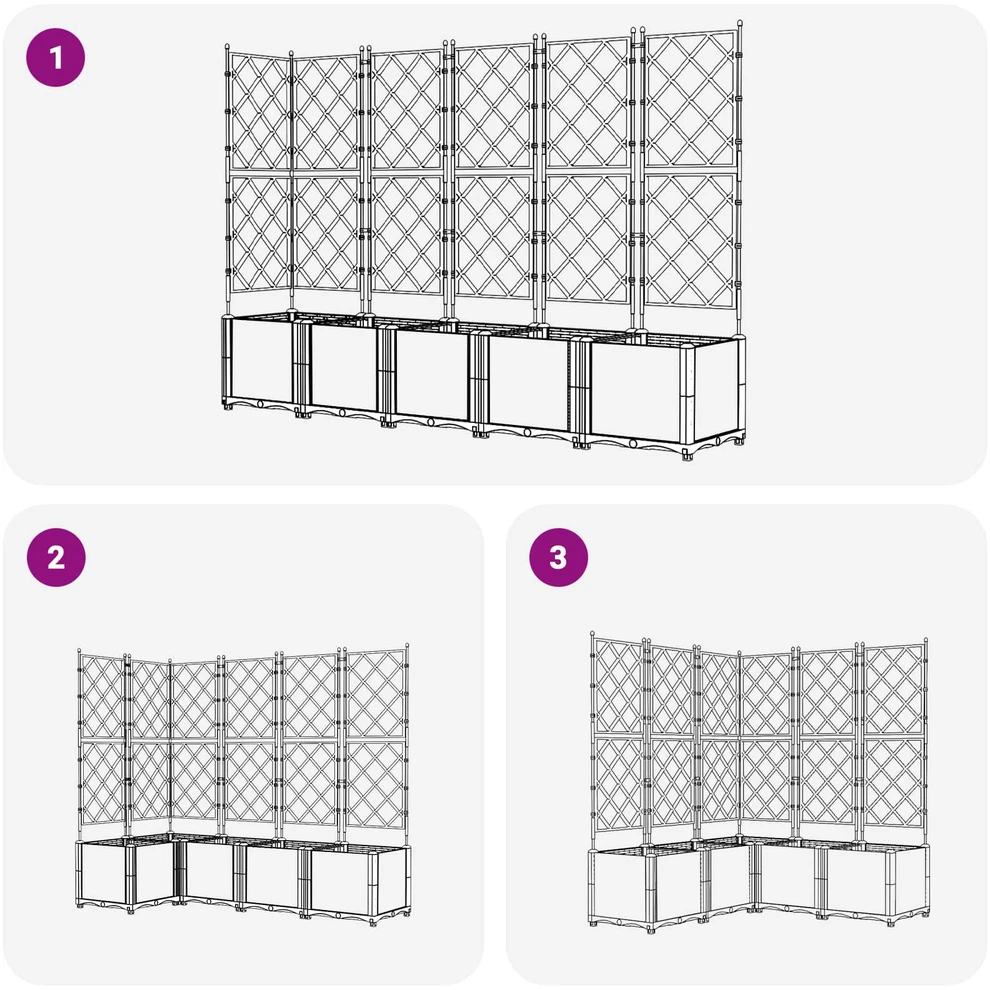 Sodo vazonas 5 vnt. Pilka 120 x 120 x 143 cm PP
