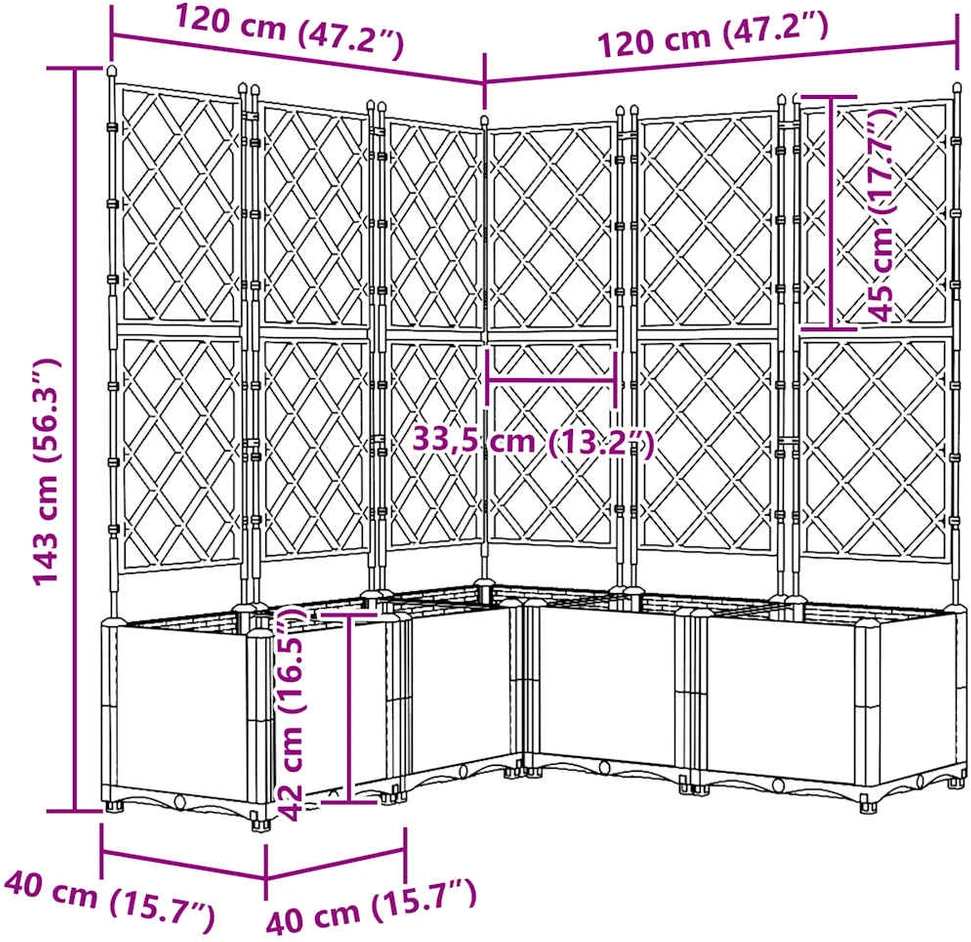 Sodo vazonas 5 vnt. Ruda 120 x 120 x 143 cm PP