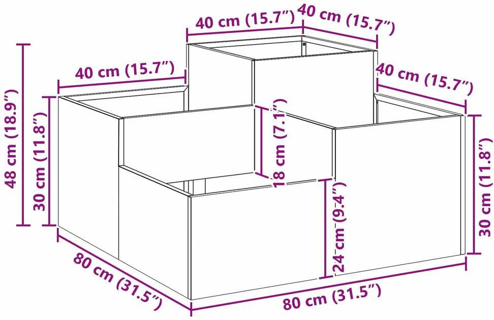 Sodo vazonas Juoda 80 x 80 x 48 cm Plienas