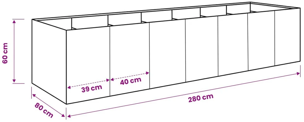 Sodo vazonas Alyvuogių žalia 280 x 80 x 60 cm