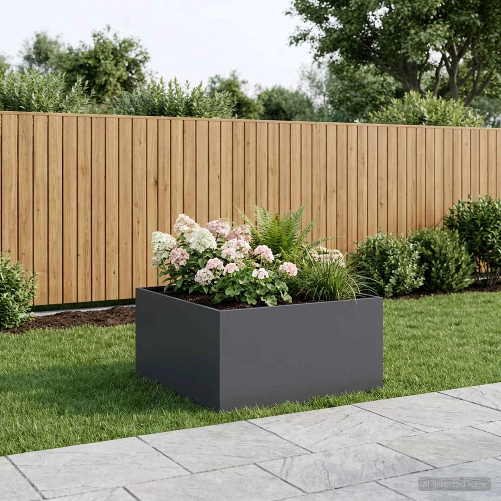 Sodo vazonas Antracito 80 x 80 x 40 cm Šaltai valcuotas plienas