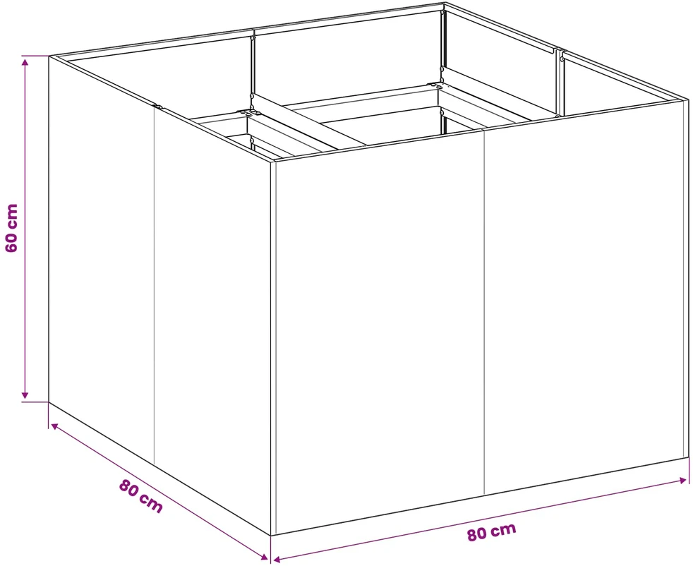 Sodo vazonas Antracito 80 x 80 x 60 cm Šaltai valcuotas plienas