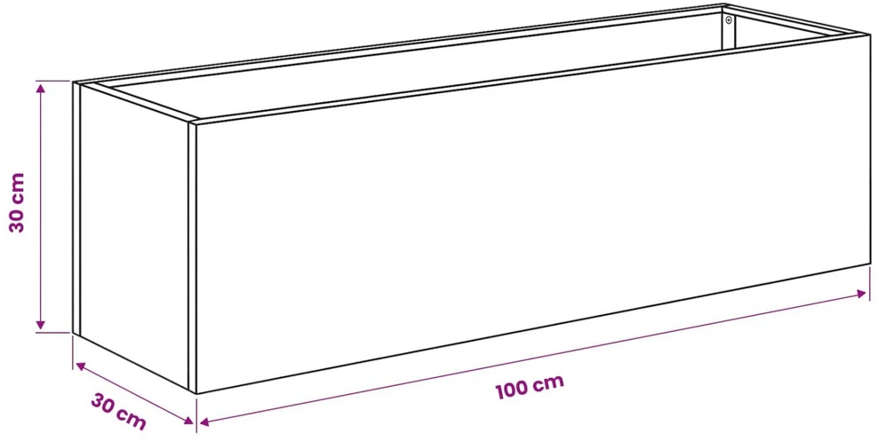 Sodo vazonas Balta 100 x 30 x 30 cm Šaltai valcuotas plienas