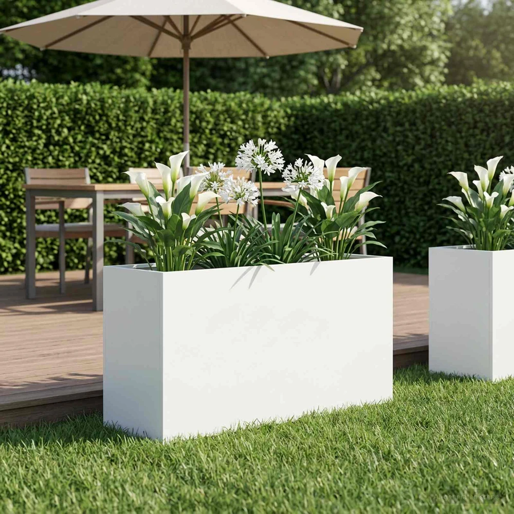 Sodo vazonas Balta 100 x 30 x 50 cm Šaltai valcuotas plienas