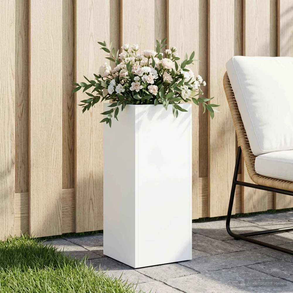 Sodo vazonas Balta 20 x 20 x 40 cm Šaltai valcuotas plienas