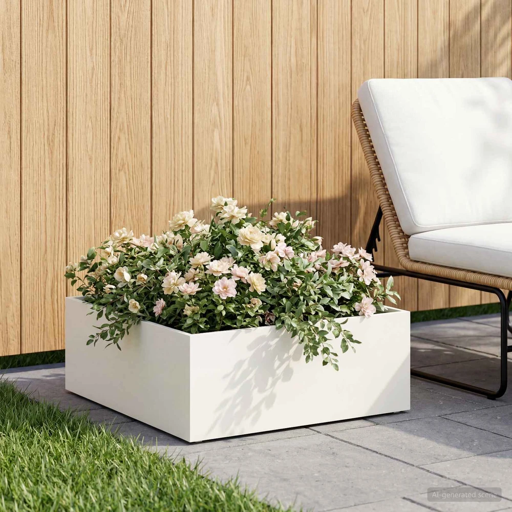 Sodo vazonas Balta 40 x 40 x 20 cm Šaltai valcuotas plienas