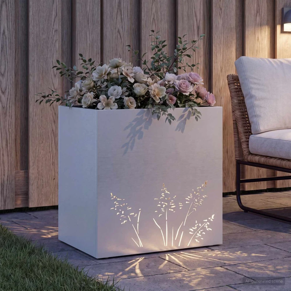 Sodo vazonas Balta 50 x 30 x 49 cm Šaltai valcuotas plienas