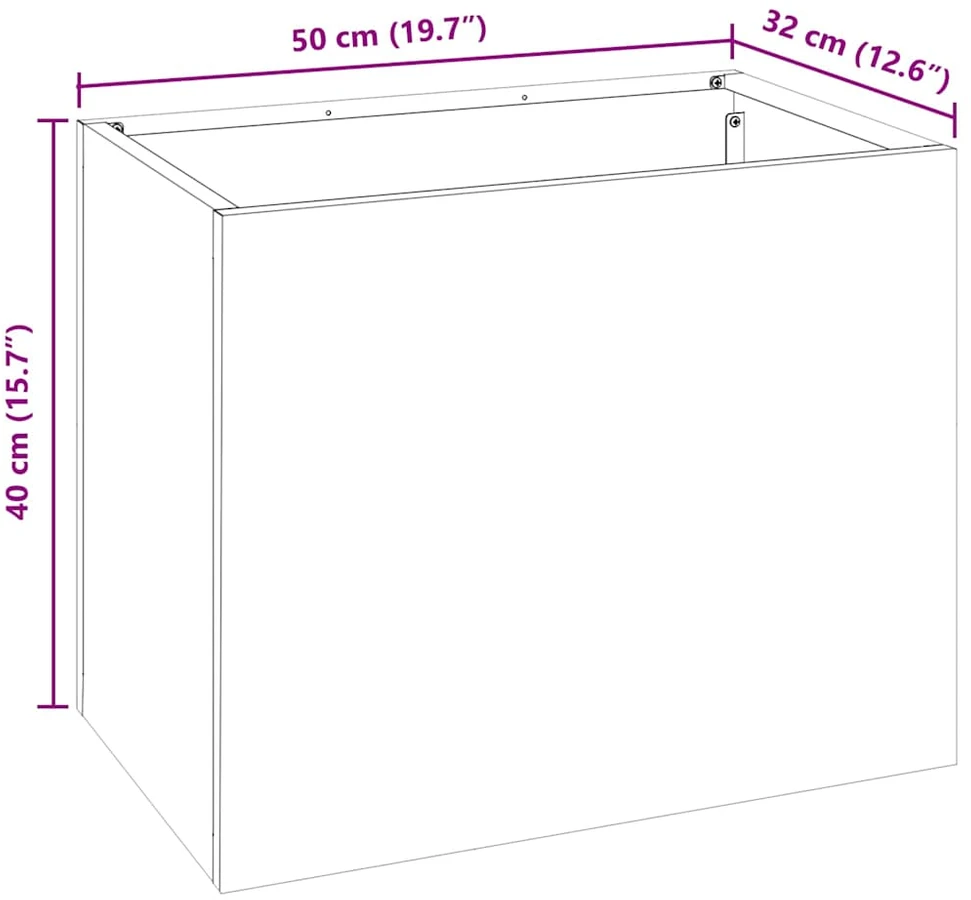 Sodo vazonas Balta 50 x 32 x 40 cm Šaltai valcuotas plienas