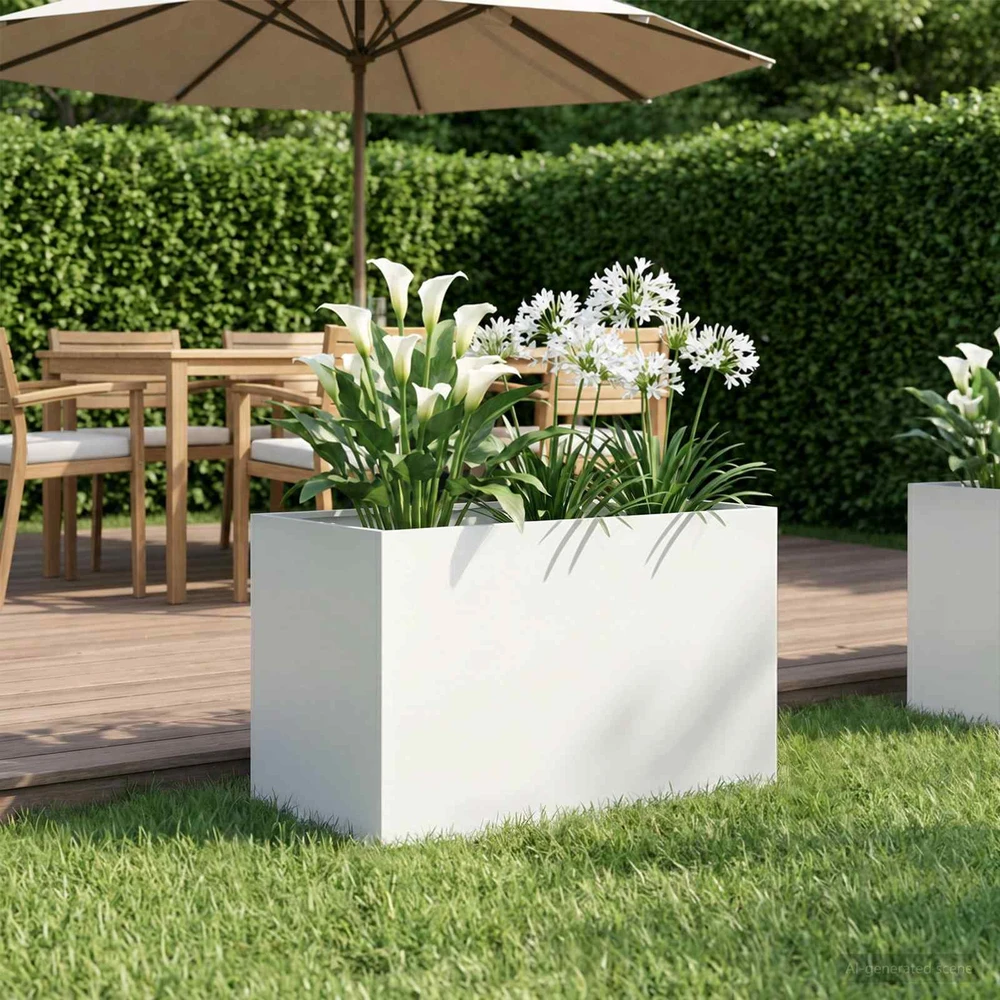 Sodo vazonas Balta 50 x 40 x 40 cm Šaltai valcuotas plienas