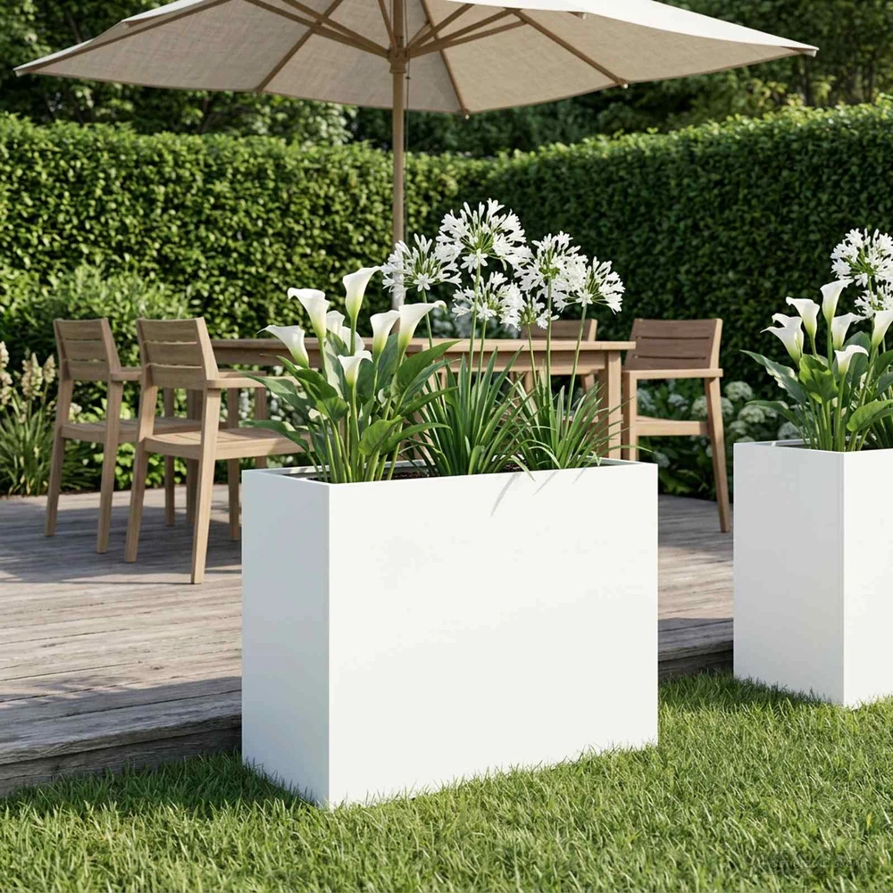 Sodo vazonas Balta 60 x 30 x 40 cm Šaltai valcuotas plienas