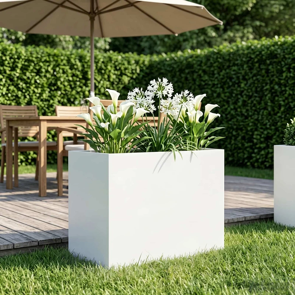 Sodo vazonas Balta 60 x 40 x 50 cm Šaltai valcuotas plienas