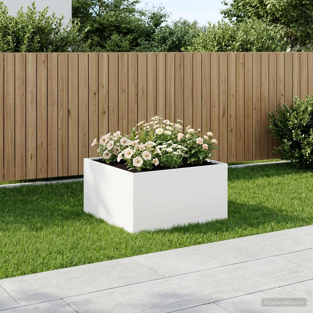 Sodo vazonas Balta 60 x 60 x 40 cm Šaltai valcuotas plienas