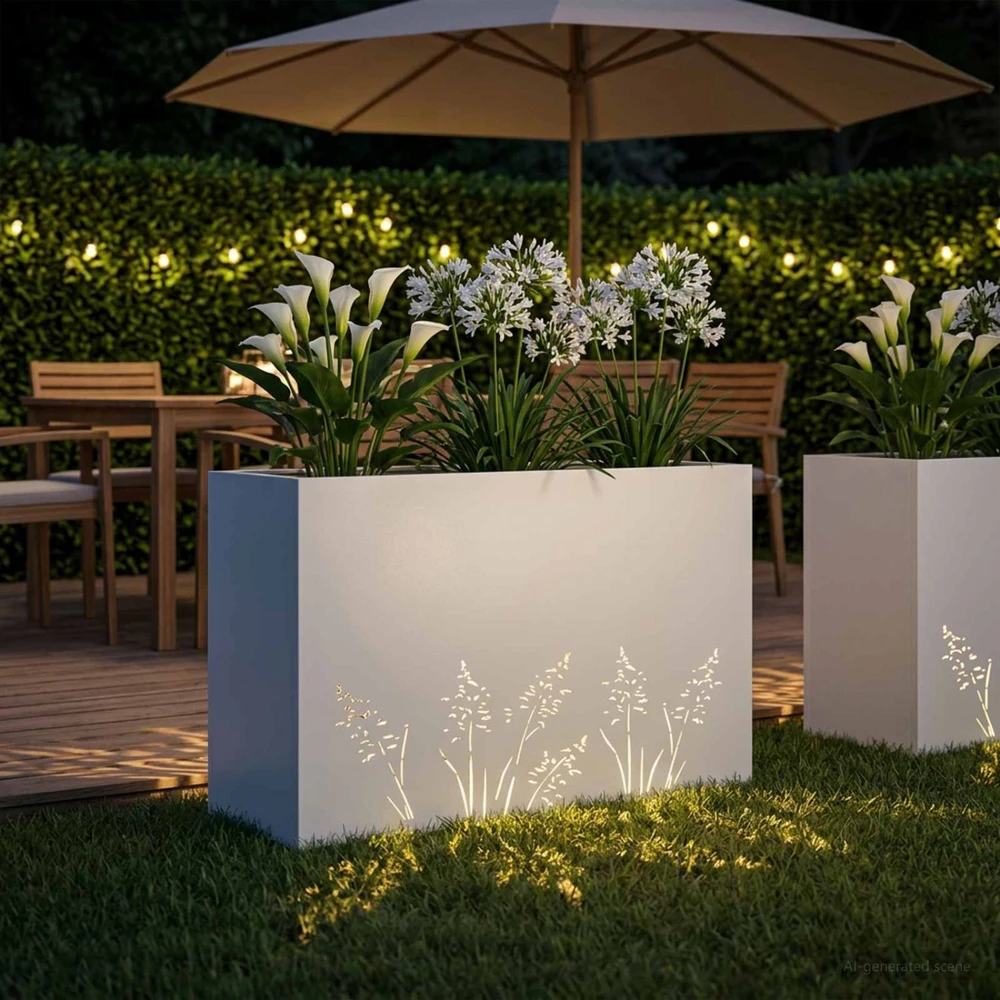 Sodo vazonas Balta 80 x 20 x 49 cm Šaltai valcuotas plienas