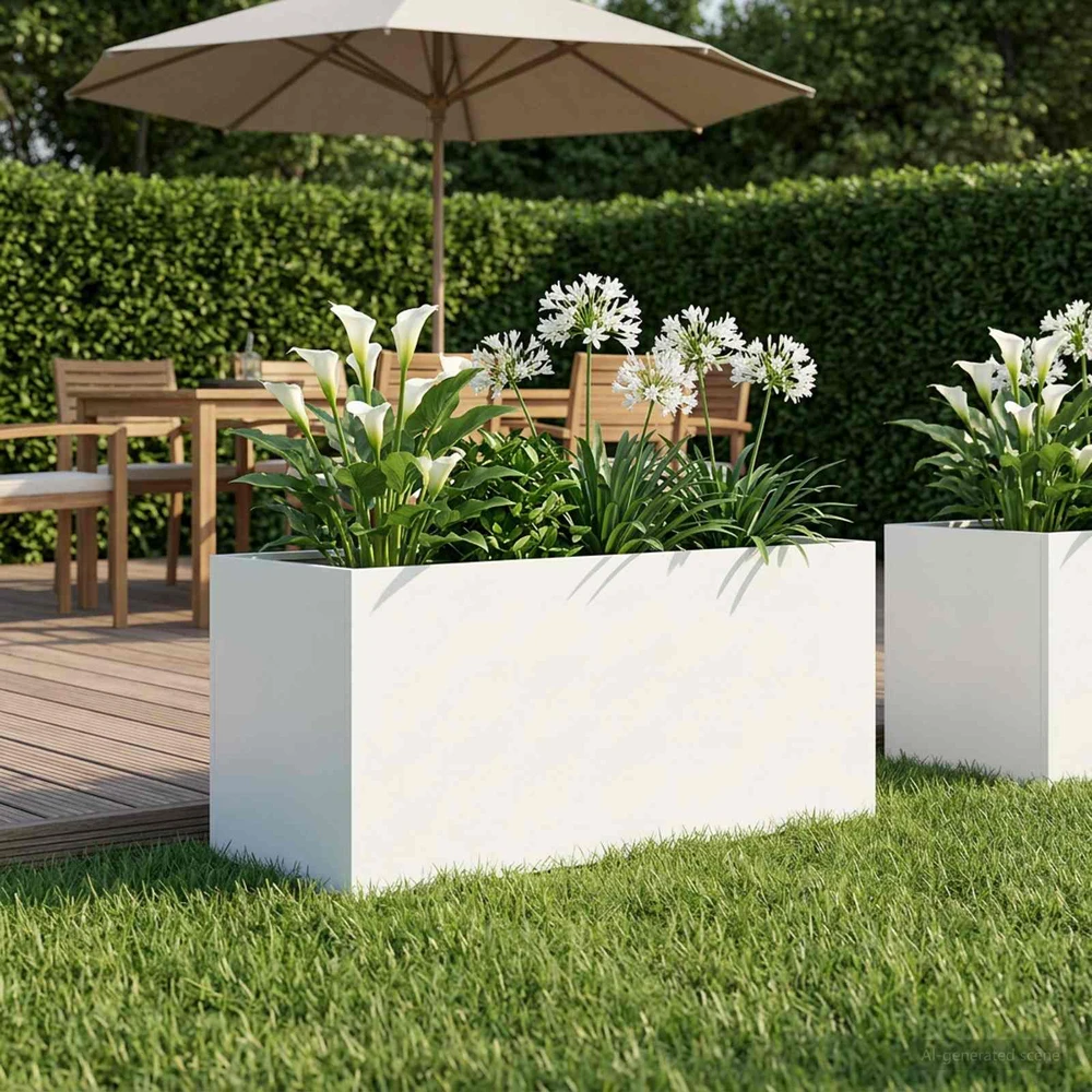 Sodo vazonas Balta 80 x 40 x 40 cm Šaltai valcuotas plienas