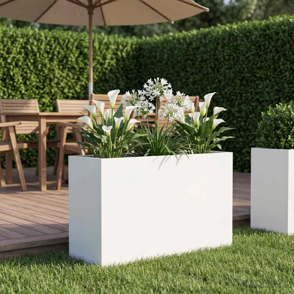 Sodo vazonas Balta 80 x 40 x 50 cm Šaltai valcuotas plienas
