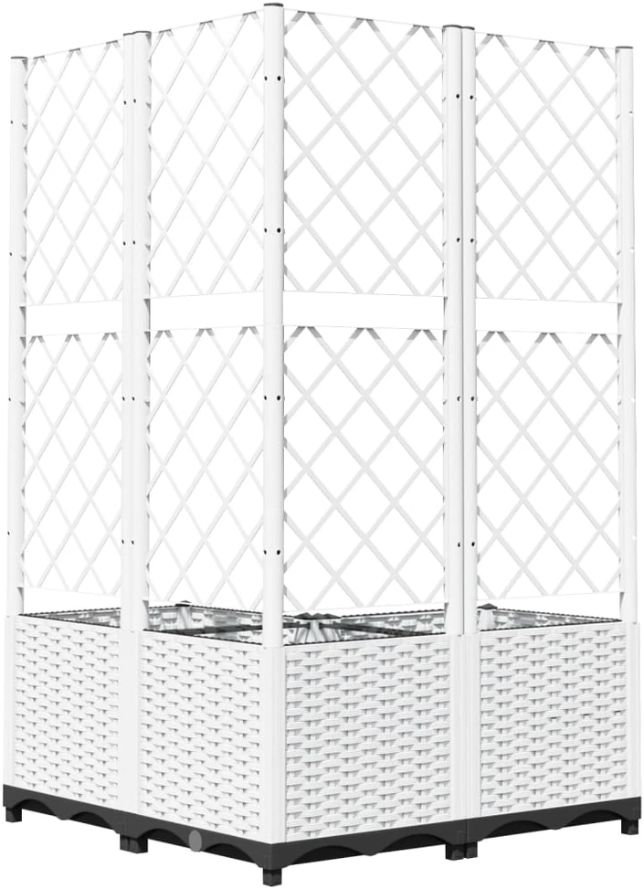 Sodo lovelis su treliažu, baltos spalvos, 80x80x136 cm, PP