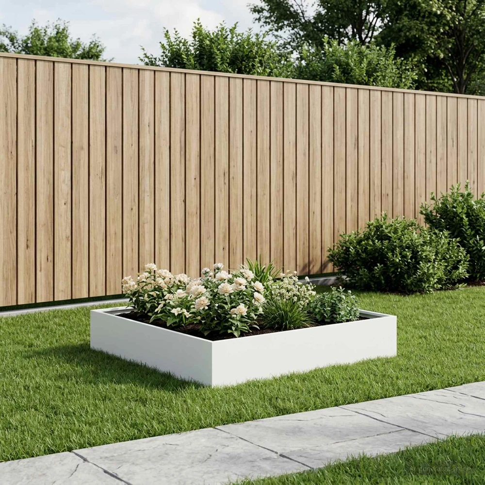 Sodo vazonas Balta 80 x 80 x 20 cm Šaltai valcuotas plienas