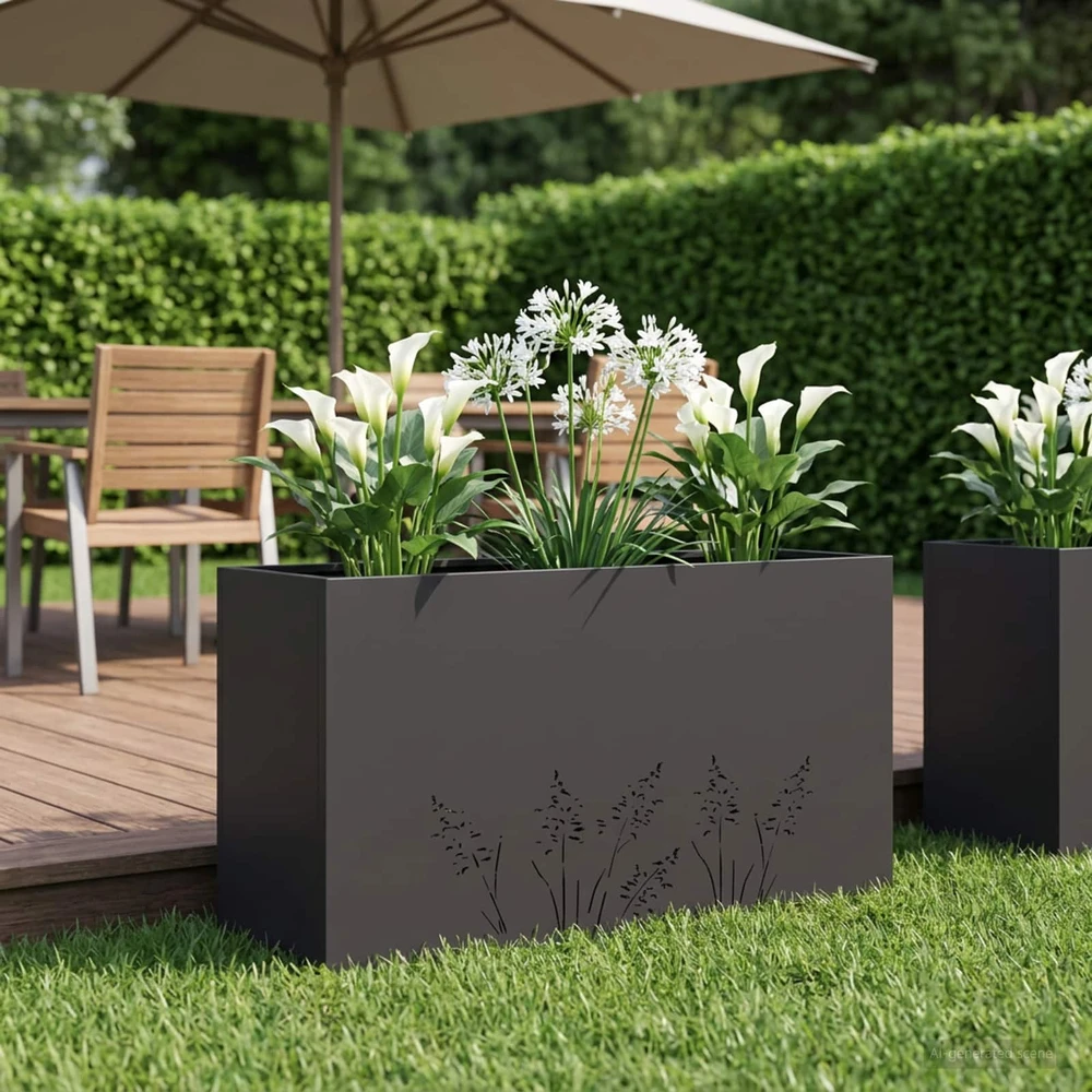 Sodo vazonas Juoda 100 x 20 x 49 cm Šaltai valcuotas plienas