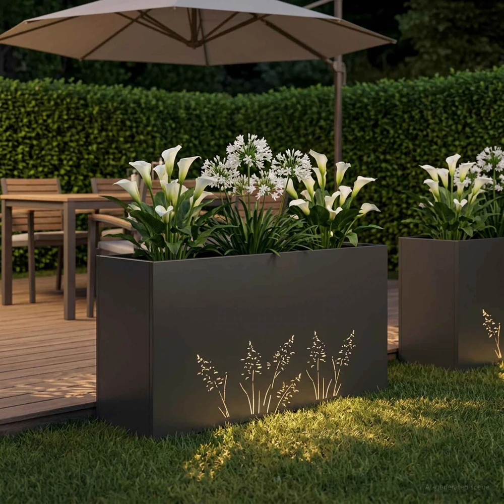 Sodo vazonas Juoda 100 x 30 x 49 cm Šaltai valcuotas plienas