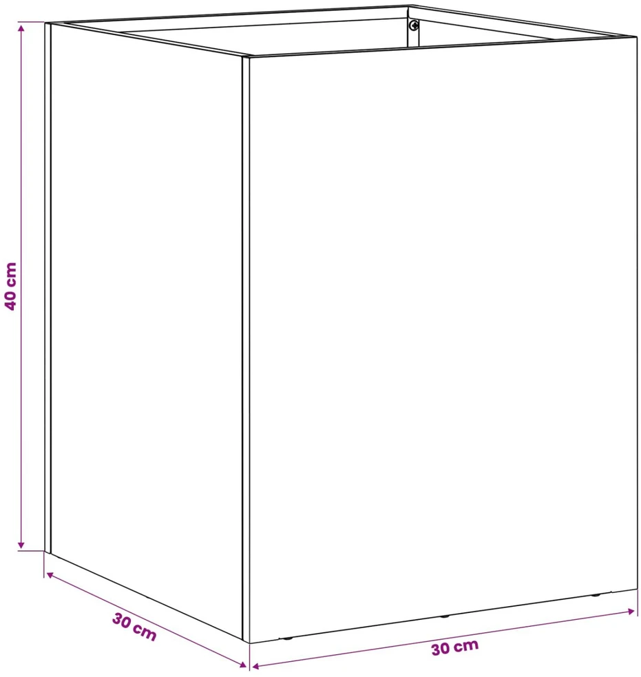Sodo vazonas Juoda 30 x 30 x 40 cm Šaltai valcuotas plienas