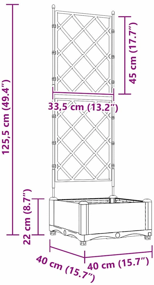 Sodo vazonas Juoda 40 x 40 x 125,5 cm PP