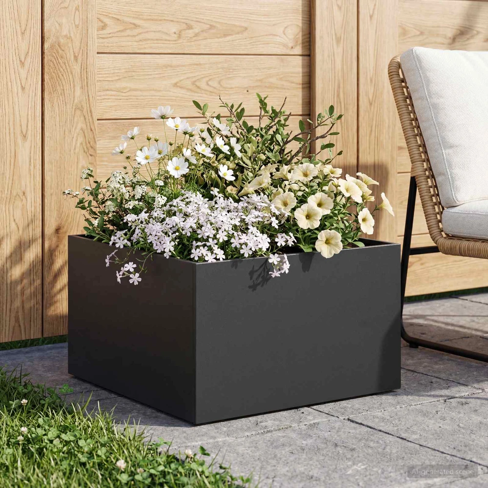Sodo vazonas Juoda 40 x 40 x 30 cm Šaltai valcuotas plienas