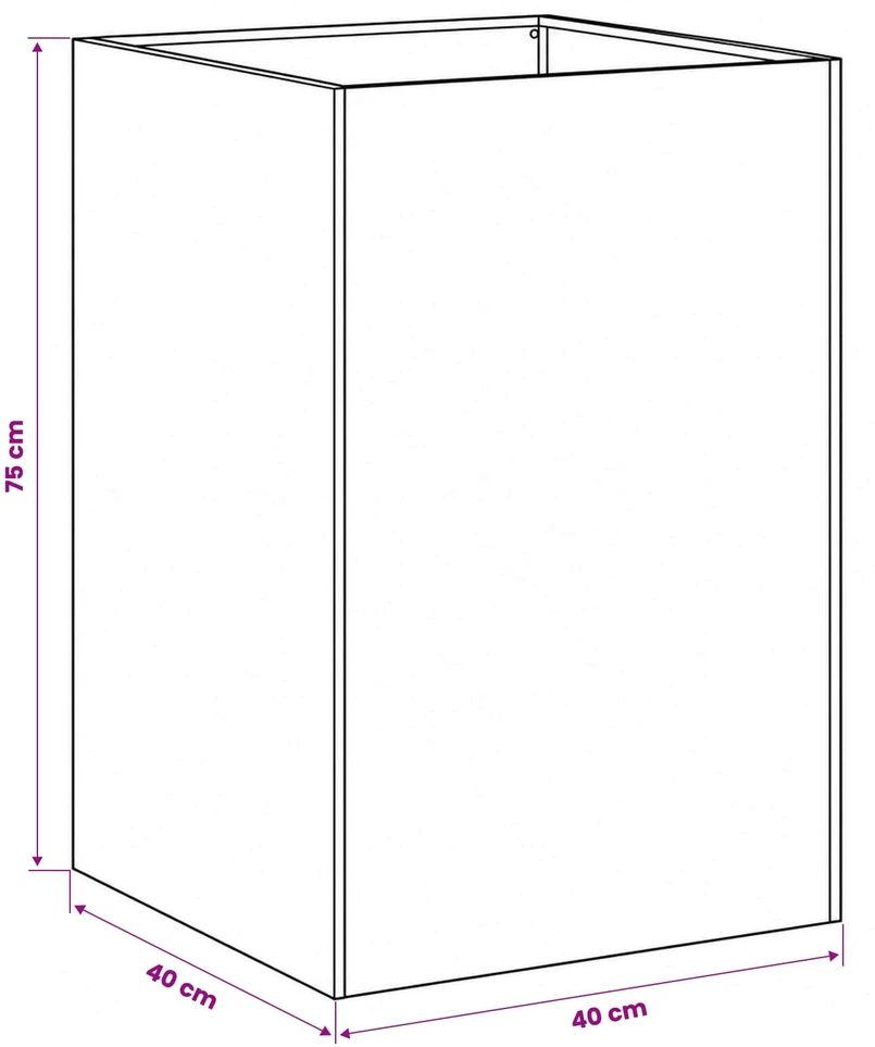 Sodo vazonas Juoda 40 x 40 x 75 cm Šaltai valcuotas plienas