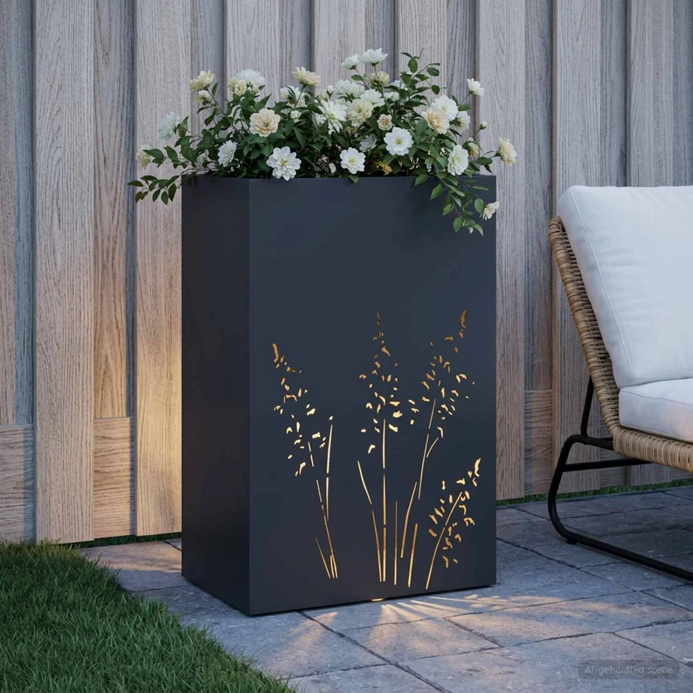 Sodo vazonas Juoda 50 x 30 x 75 cm Šaltai valcuotas plienas