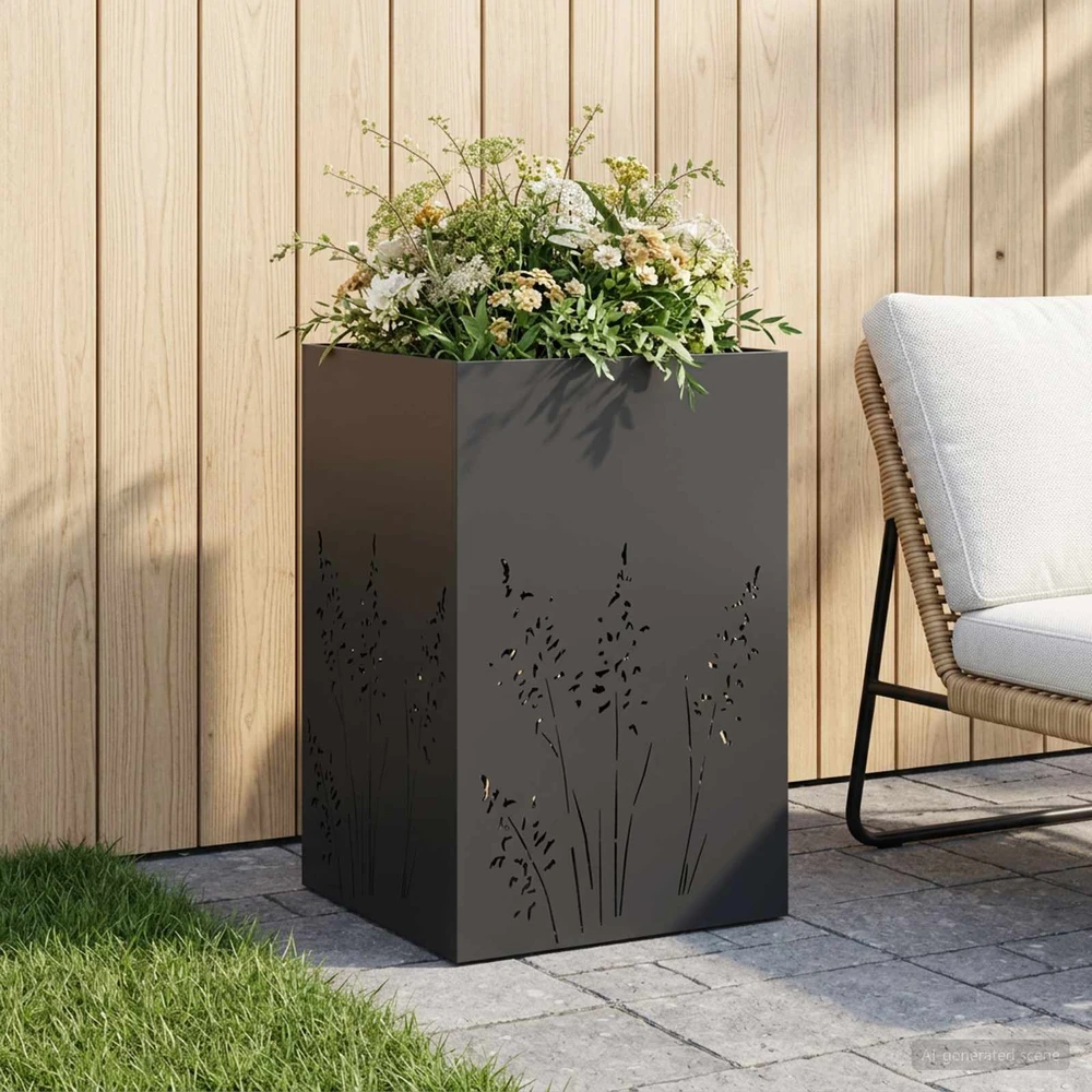 Sodo vazonas Juoda 50 x 50 x 75 cm Šaltai valcuotas plienas