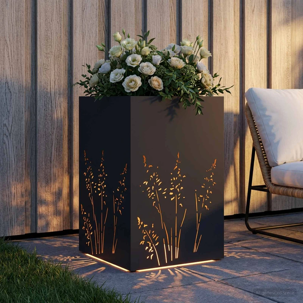 Sodo vazonas Juoda 50 x 50 x 75 cm Šaltai valcuotas plienas