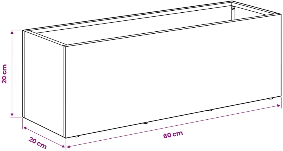 Sodo vazonas Juoda 60 x 20 x 20 cm Šaltai valcuotas plienas