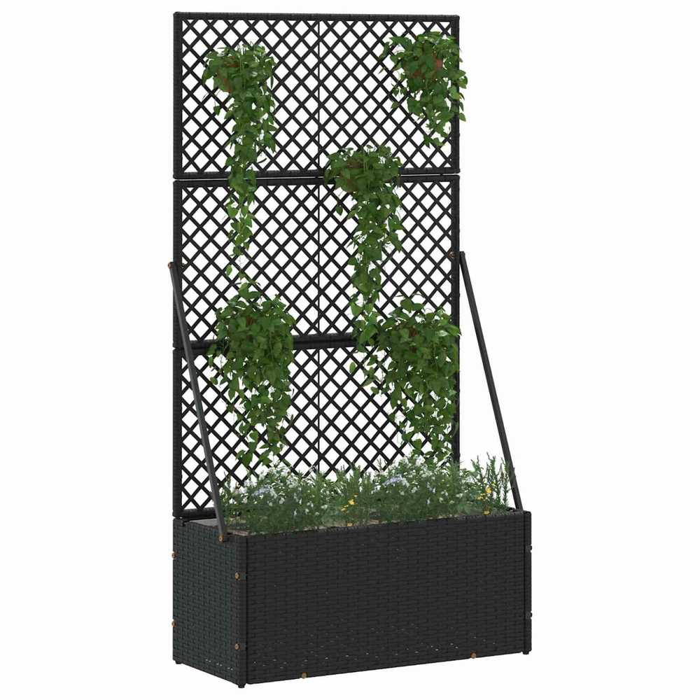 Sodo trelių vazonas Juodas 70 x 30 x 135 cm Metalas