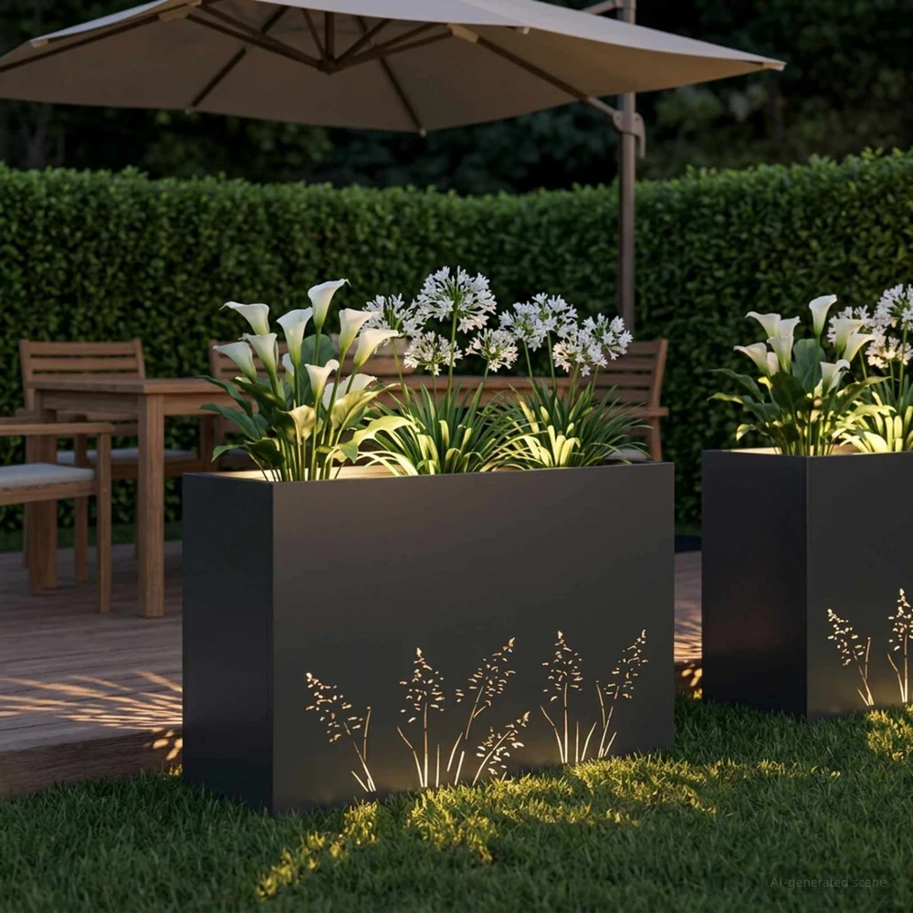 Sodo vazonas Juoda 80 x 20 x 49 cm Šaltai valcuotas plienas