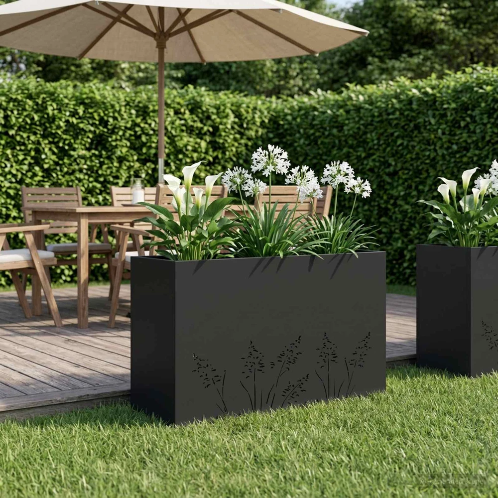 Sodo vazonas Juoda 80 x 20 x 49 cm Šaltai valcuotas plienas