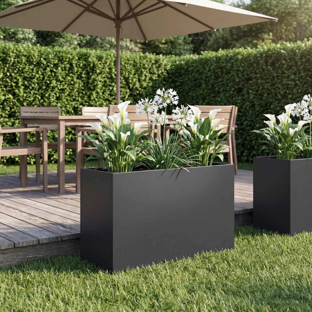 Sodo vazonas Juoda 80 x 30 x 40 cm Šaltai valcuotas plienas