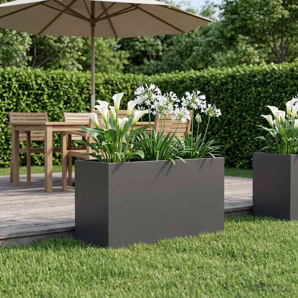 Sodo vazonas Juoda 80 x 50 x 50 cm Šaltai valcuotas plienas