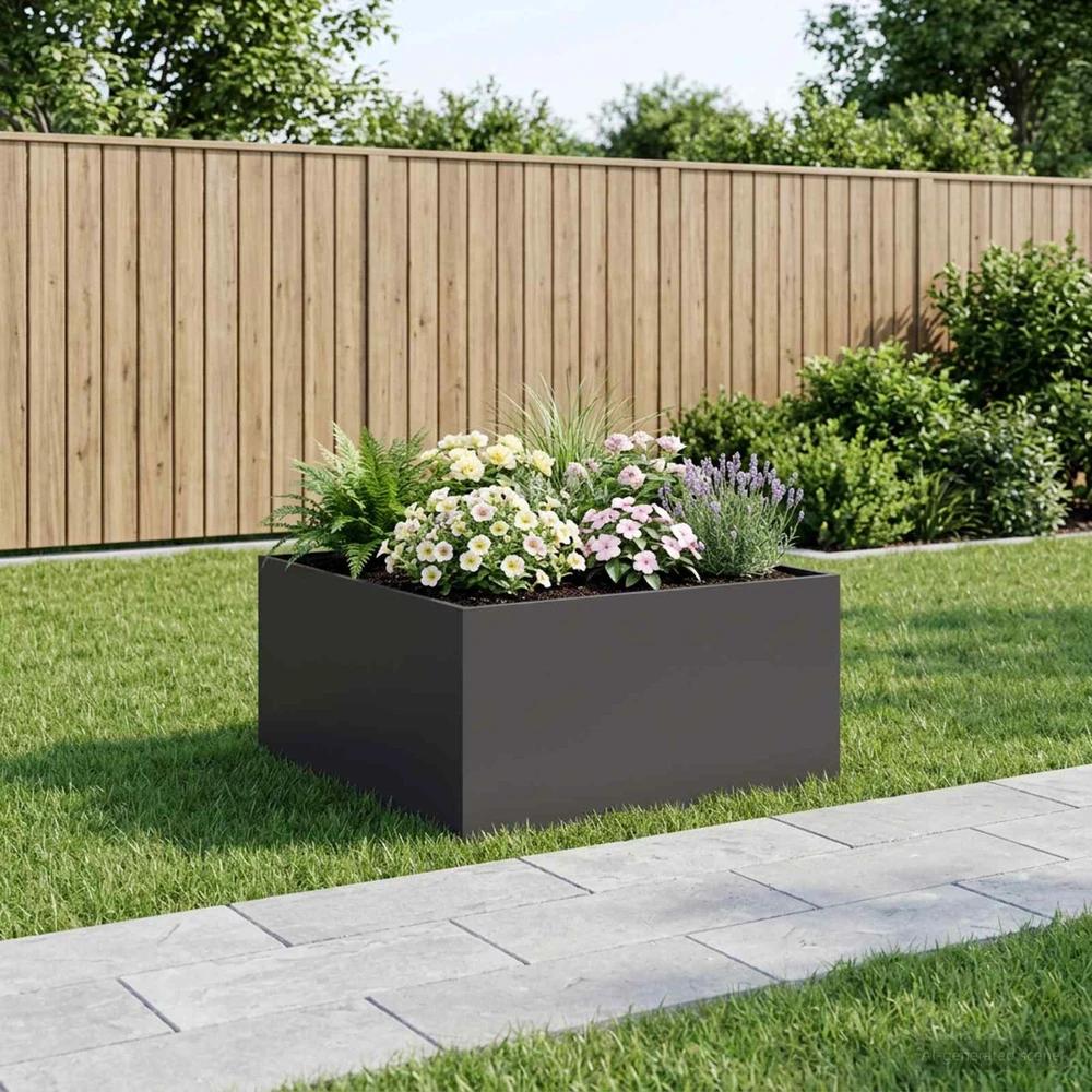 Sodo vazonas Juoda 80 x 80 x 40 cm Šaltai valcuotas plienas