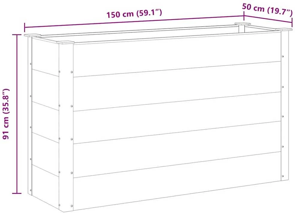Sodo vazonas, pilkas, WPC, 150x50x91cm, aukštas